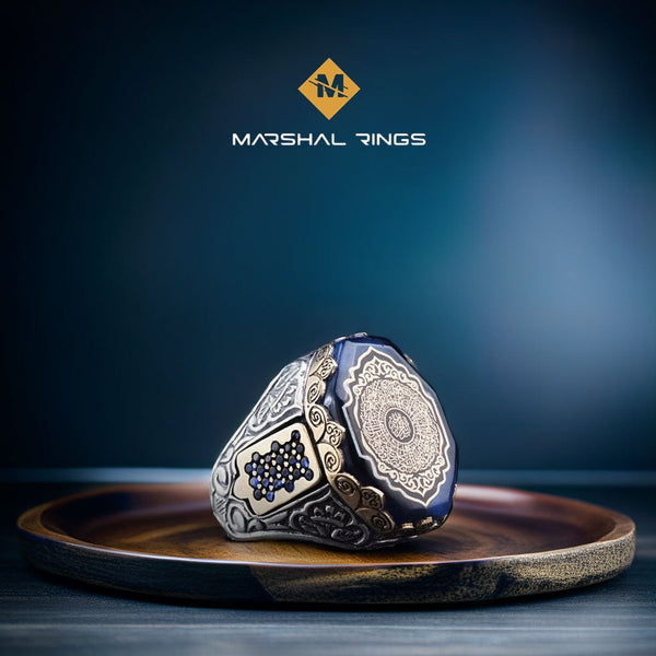 خاتم فضة رجالي أنيق بنقش سورة الانشراح - راحة وسكينة (عيار 925) - متجر المارشال للخواتم الرجالية 1