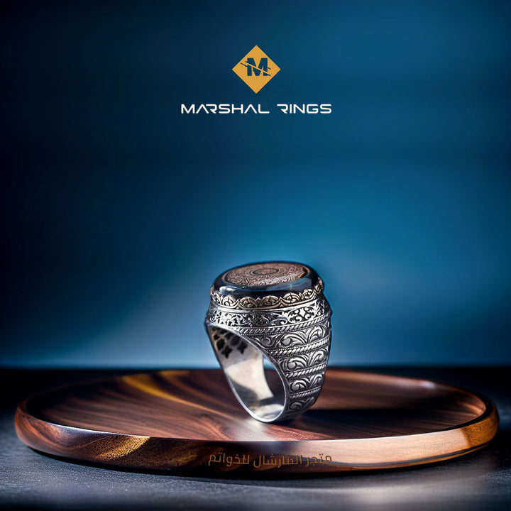 خاتم فضة رجالي بتصميم عثماني منقوش بسورة الانشراح (عيار 925) - متجر المارشال للخواتم الرجالية 2