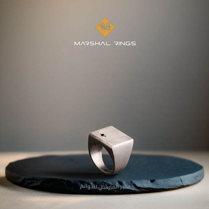خاتم فضة 925 رجالي مربع الشكل مرصع بحجر زركون ميكرو  - متجر المارشال للخواتم الرجالية 2