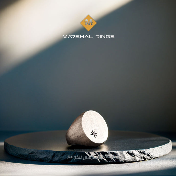 خاتم فضة 925 رجالي دائري الشكل مرصع بحجر زركون ميكرو  - متجر المارشال للخواتم الرجالية 1