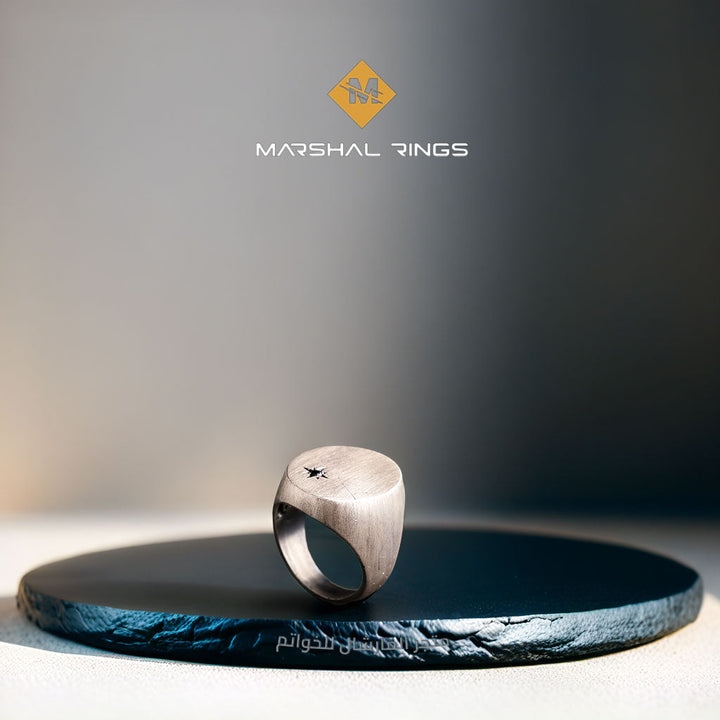 خاتم فضة 925 رجالي دائري الشكل مرصع بحجر زركون ميكرو  - متجر المارشال للخواتم الرجالية 2