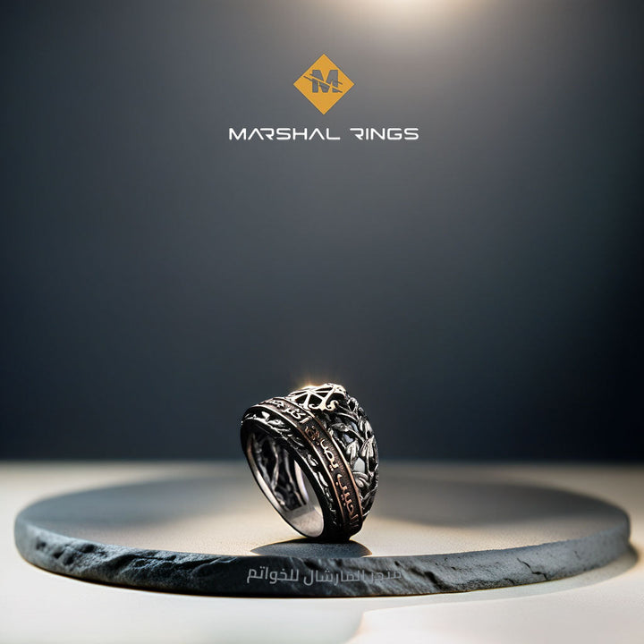 خاتم فضة 925 رجالي نقش مونوغرام فاخر - متجر المارشال للخواتم الرجالية 2