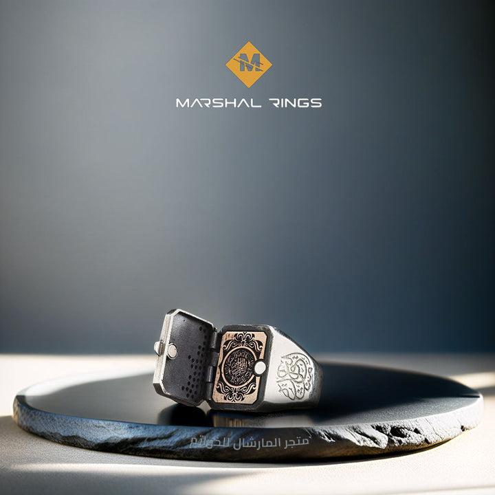 خاتم فضة 925 رجالي بحرف M مميز أنيق - متجر المارشال للخواتم الرجالية 3