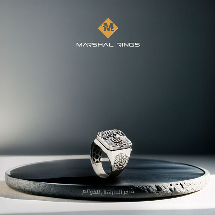 خاتم فضة 925 رجالي بحرف M مميز أنيق - متجر المارشال للخواتم الرجالية 4