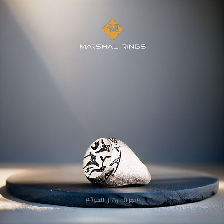 خاتم فضة 925 رجالي مزخرف بأحجار دقيقة - متجر المارشال للخواتم الرجالية 1