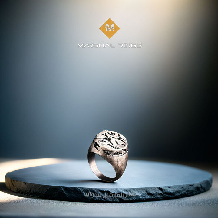 خاتم فضة 925 رجالي مزخرف بأحجار دقيقة - متجر المارشال للخواتم الرجالية 2