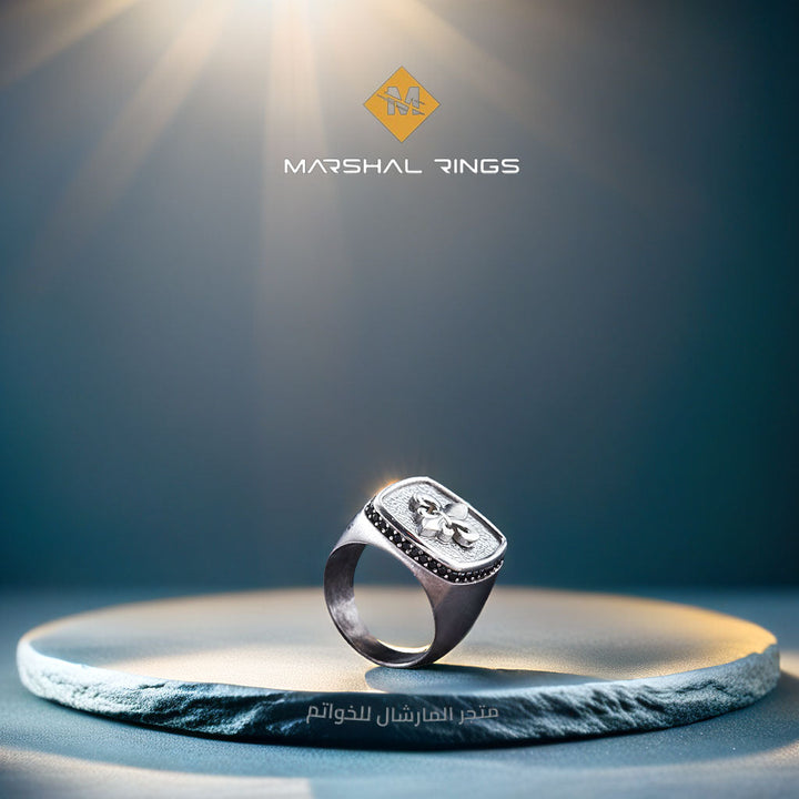 خاتم فضة 925 رجالي بحجر زركون فاخر على الحواف - متجر المارشال للخواتم الرجالية 2