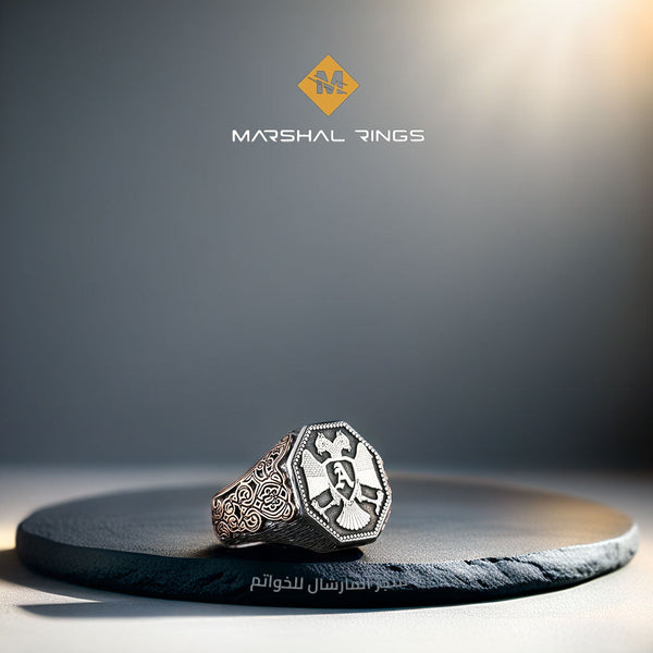 خاتم فضة رجالي عيار 925 تصميم تراث السلاجقة - متجر المارشال للخواتم الرجالية 1