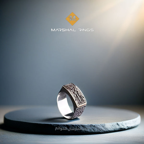 خاتم فضة 925 رجالي إسلامي نقش حسبي الله  - متجر المارشال للخواتم الرجالية 1