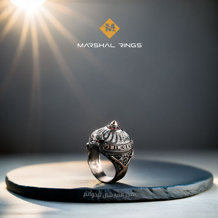 خاتم فضة رجالي 925 خوذة الفتح الفاخرة - متجر المارشال للخواتم الرجالية 1
