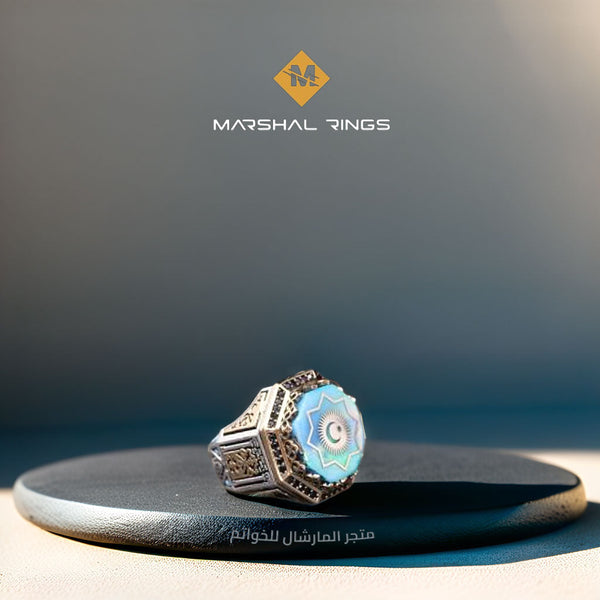 خاتم فضة رجالي 925 تصميم إسلامي فاخر - متجر المارشال للخواتم الرجالية 1