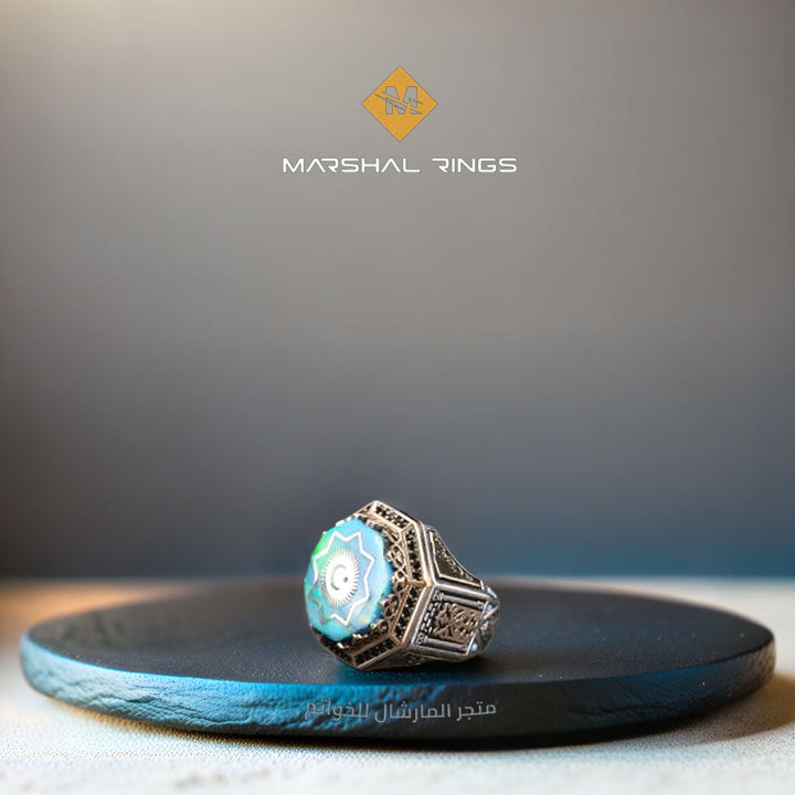 خاتم فضة رجالي 925 تصميم إسلامي فاخر - متجر المارشال للخواتم الرجالية 2