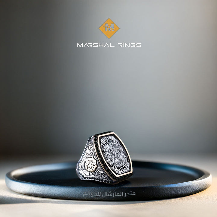 خاتم فضة 925 رجالي نقش سورة الانشراح تصميم سلطاني - متجر المارشال للخواتم الرجالية 2