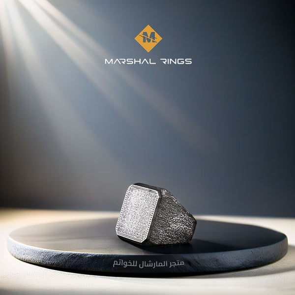 خاتم فضة 925 رجالي نقش كوفي مميز بأسماء الله الحسنى - متجر المارشال للخواتم الرجالية 1
