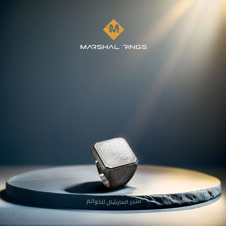 خاتم فضة 925 رجالي نقش كوفي مميز بأسماء الله الحسنى - متجر المارشال للخواتم الرجالية 2