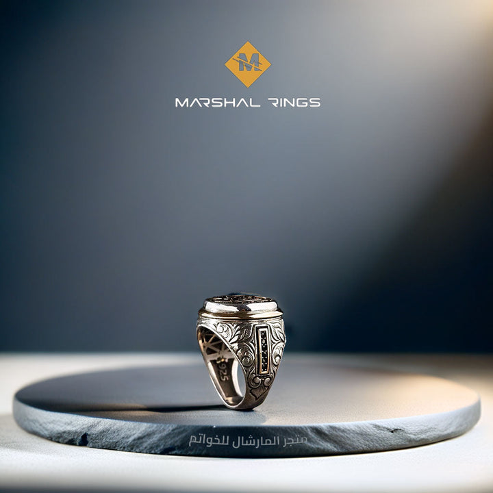 خاتم فضة 925 رجالي نقش "حسبي الله" - متجر المارشال للخواتم الرجالية 2