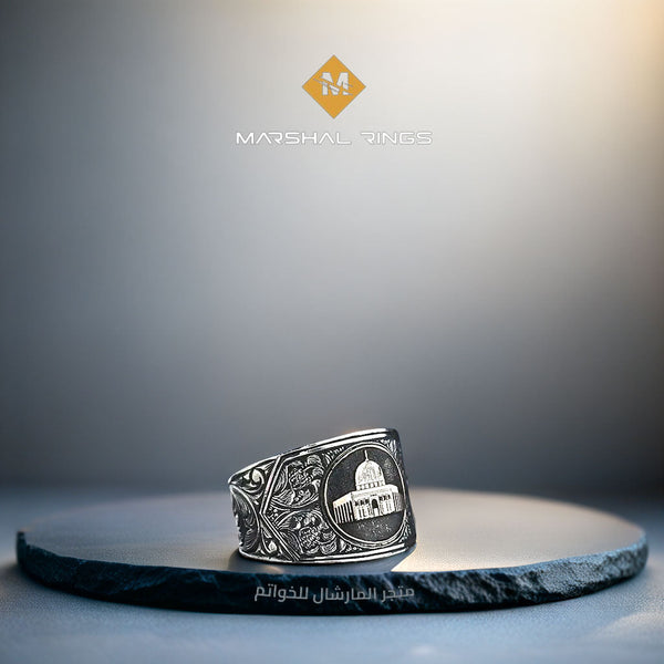خاتم فضة رجالي 925 موديل القدس الفخم - متجر المارشال للخواتم الرجالية 1