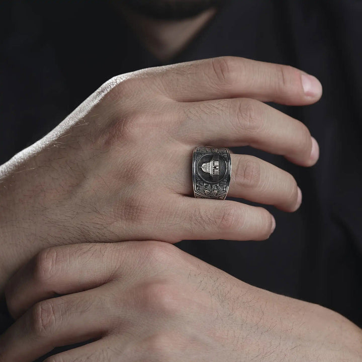 خاتم فضة رجالي 925 موديل القدس الفخم - متجر المارشال للخواتم الرجالية 2