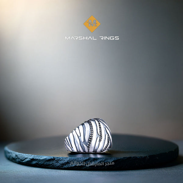 خاتم فضة رجالي 925 بحجر زركون صغيرة - متجر المارشال للخواتم الرجالية 1