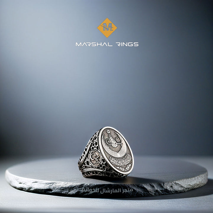 خاتم فضة  رجالي 925 تصميم تركي عثماني - متجر المارشال للخواتم الرجالية 1