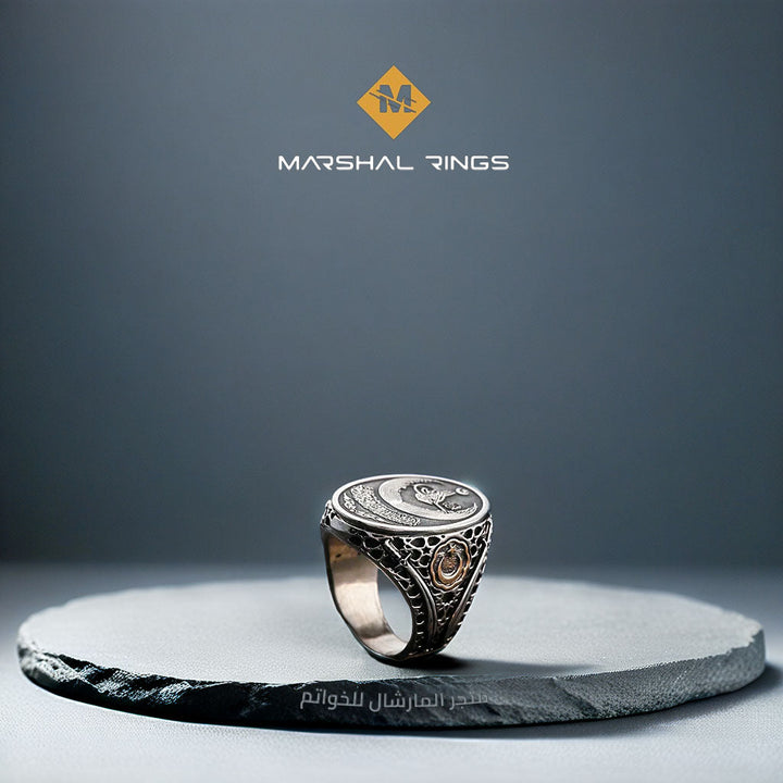 خاتم فضة  رجالي 925 تصميم تركي عثماني - متجر المارشال للخواتم الرجالية 2