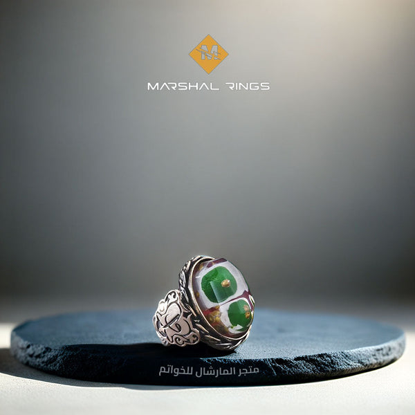 خاتم فضة 925 رجالي تصميم روضة شريف فاخر - متجر المارشال للخواتم الرجالية 1