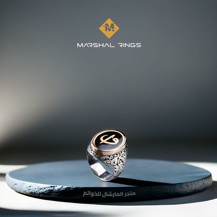 خاتم فضة رجالي 925 بحرف إليف واو انيق - متجر المارشال للخواتم الرجالية 2