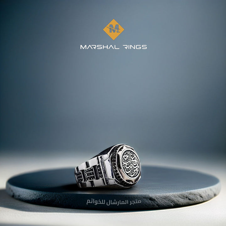 خاتم فضة رجالي عيار 925 نقش حسب الطلب - متجر المارشال للخواتم الرجالية 2
