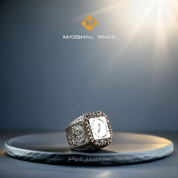 خاتم فضة 925 رجالي نقش "كفى بالموت واعظا" - متجر المارشال للخواتم الرجالية 1
