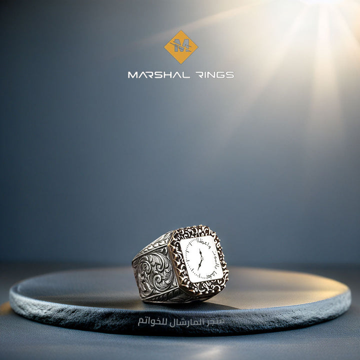 خاتم فضة 925 رجالي نقش "كفى بالموت واعظا" - متجر المارشال للخواتم الرجالية 1