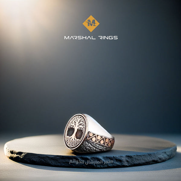 خاتم فضة رجالي عيار 925 شجرة الحياة فاخر - متجر المارشال للخواتم الرجالية 1
