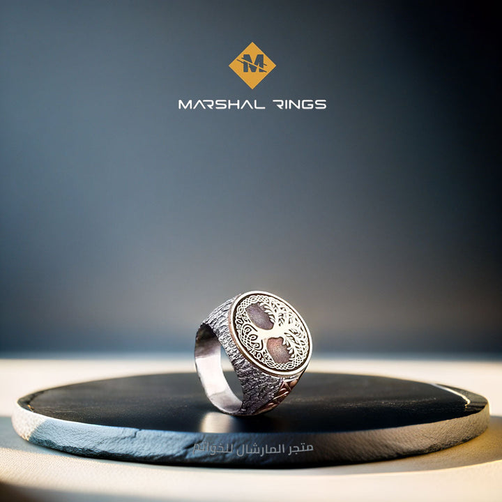 خاتم فضة رجالي عيار 925 شجرة الحياة فاخر - متجر المارشال للخواتم الرجالية 2