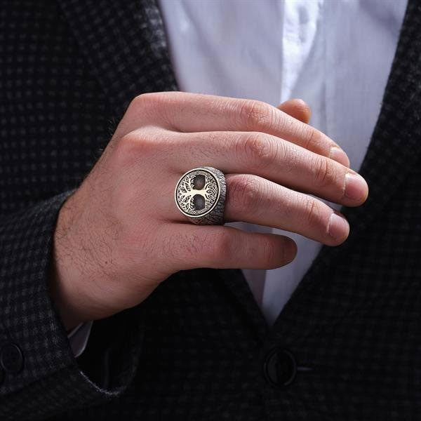 خاتم فضة رجالي عيار 925 شجرة الحياة فاخر - متجر المارشال للخواتم الرجالية 3