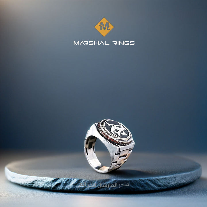 خاتم فضة رجالي 925 بتصميم شخصي حسب الطلب - متجر المارشال للخواتم الرجالية 1