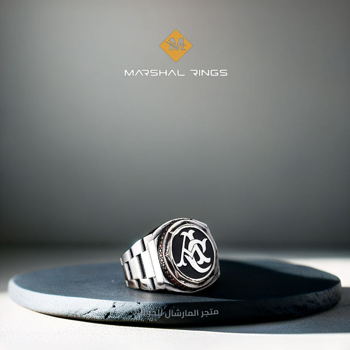 خاتم فضة رجالي 925 بتصميم شخصي حسب الطلب - متجر المارشال للخواتم الرجالية 2