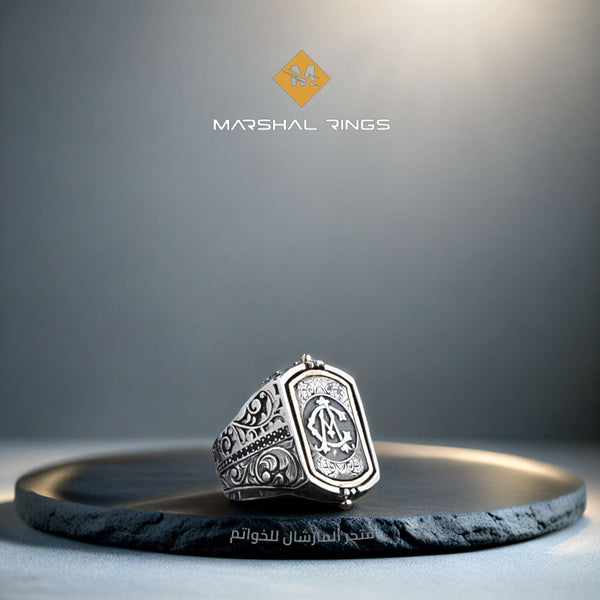 خاتم فضة 925 رجالي مزدوج الوجه فاخر - متجر المارشال للخواتم الرجالية 1