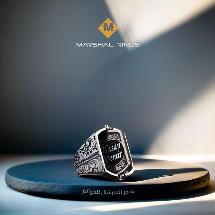 خاتم فضة 925 رجالي مزدوج الوجه فاخر - متجر المارشال للخواتم الرجالية 4