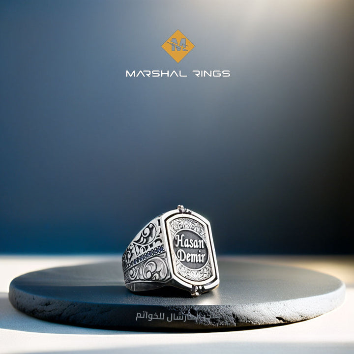 خاتم فضة 925 رجالي مزدوج الوجه فاخر - متجر المارشال للخواتم الرجالية 5