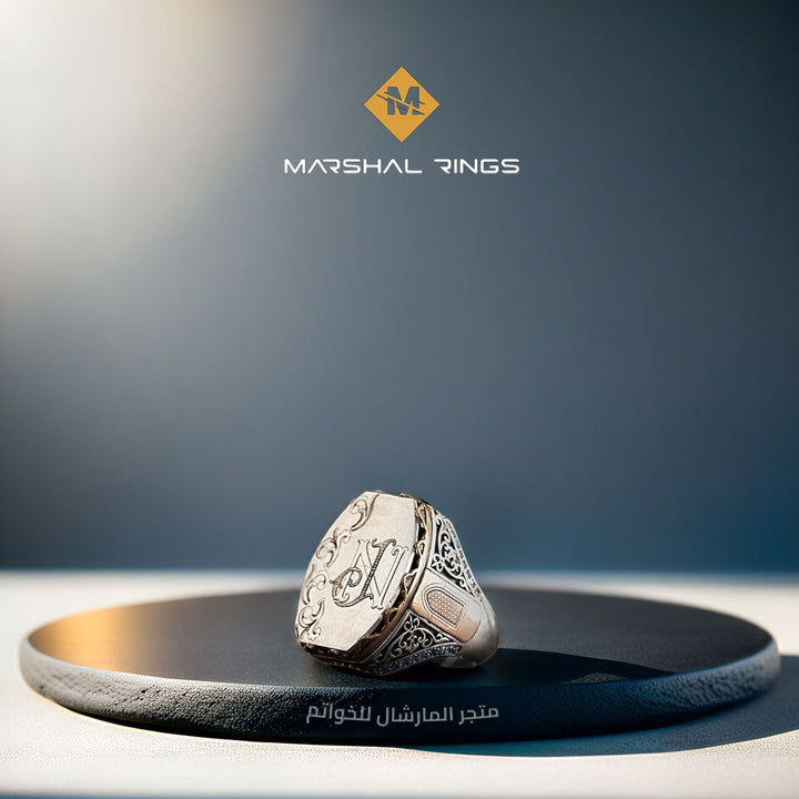 خاتم فضة 925 رجالي بحروف مميزة حسب الطلب - متجر المارشال للخواتم الرجالية 2