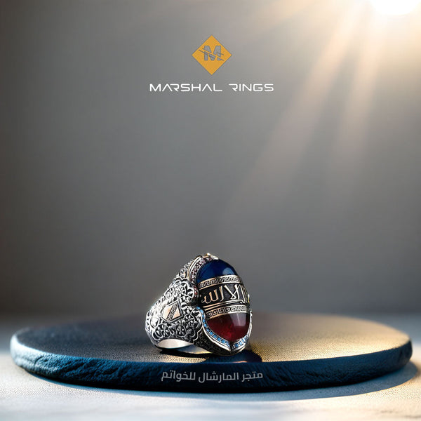 خاتم فضة رجالي عيار 925 اسلامي تصميم الأندلس الملكي - متجر المارشال للخواتم الرجالية 1