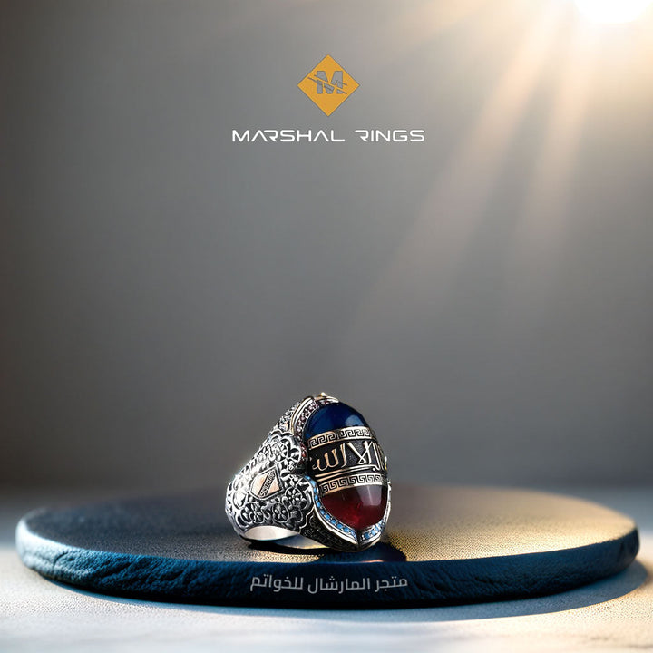 خاتم فضة رجالي عيار 925 اسلامي تصميم الأندلس الملكي - متجر المارشال للخواتم الرجالية 1
