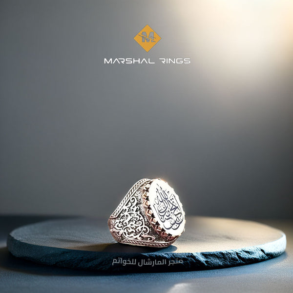 خاتم فضة 925 رجالي نقش "لا تحزن ان الله معنا" - متجر المارشال للخواتم الرجالية 1