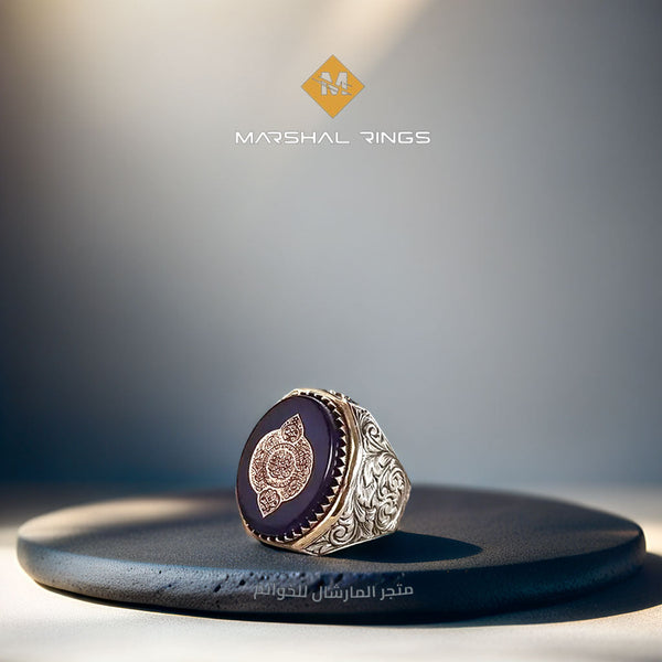 خاتم فضة رجالي عيار 925 بنقش سورة العلق - متجر المارشال للخواتم الرجالية 1