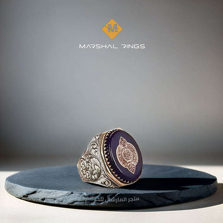 خاتم فضة رجالي عيار 925 بنقش سورة العلق - متجر المارشال للخواتم الرجالية 3