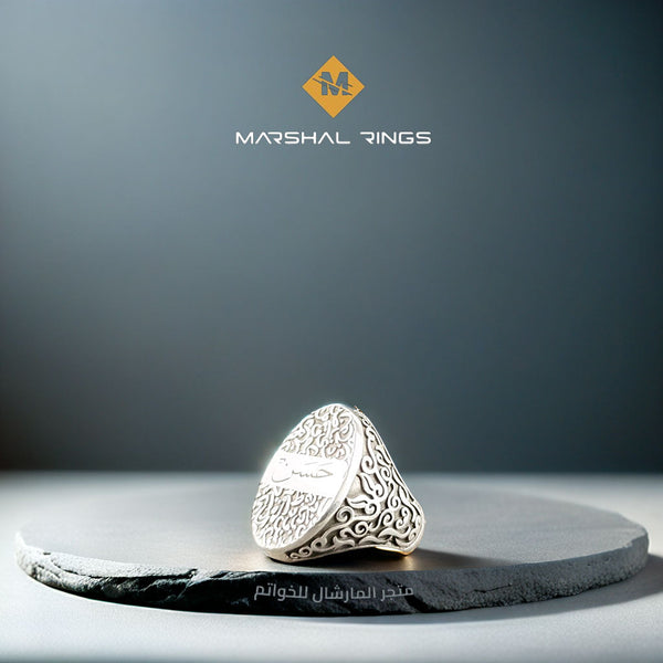 خاتم فضة 925 رجالي بنقش مخصص عزيز عليك حسب الطلب - متجر المارشال للخواتم الرجالية 1
