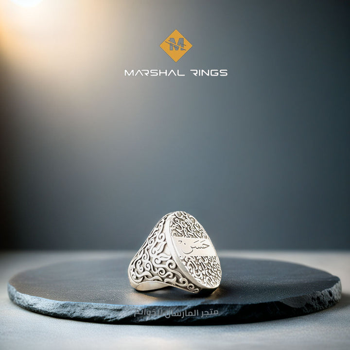 خاتم فضة 925 رجالي بنقش مخصص عزيز عليك حسب الطلب - متجر المارشال للخواتم الرجالية 2