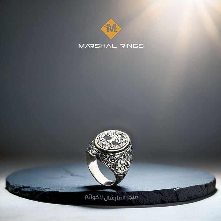 خاتم فضة 925 رجالي شجرة الحياة الفخم - متجر المارشال للخواتم الرجالية 2