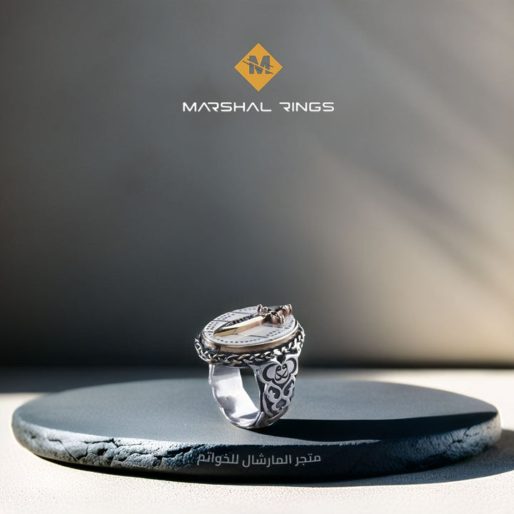 خاتم فضة 925 رجالي بتصميم اميري رمز القوة - متجر المارشال للخواتم الرجالية 2
