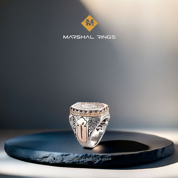 خاتم فضة 925 رجالي بنقش سورة الإخلاص - متجر المارشال للخواتم الرجالية 2