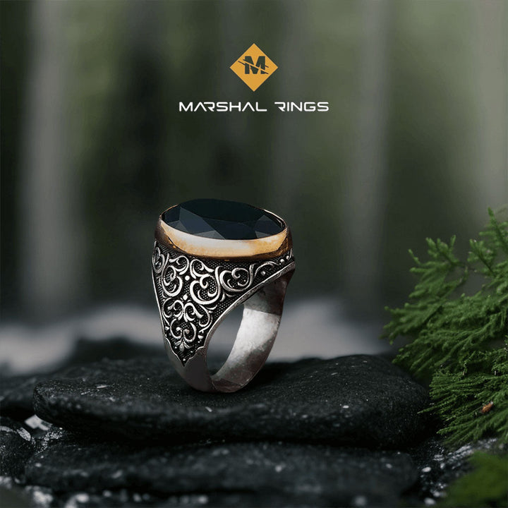 خاتم فضة رجالي عيار 925 بحجر زركون أخضر أنيق بتصميم عصري - متجر المارشال للخواتم الرجالية 2